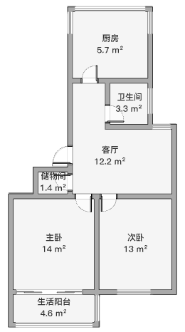 新海通花园 3室2厅1卫 67.41m&sup2;