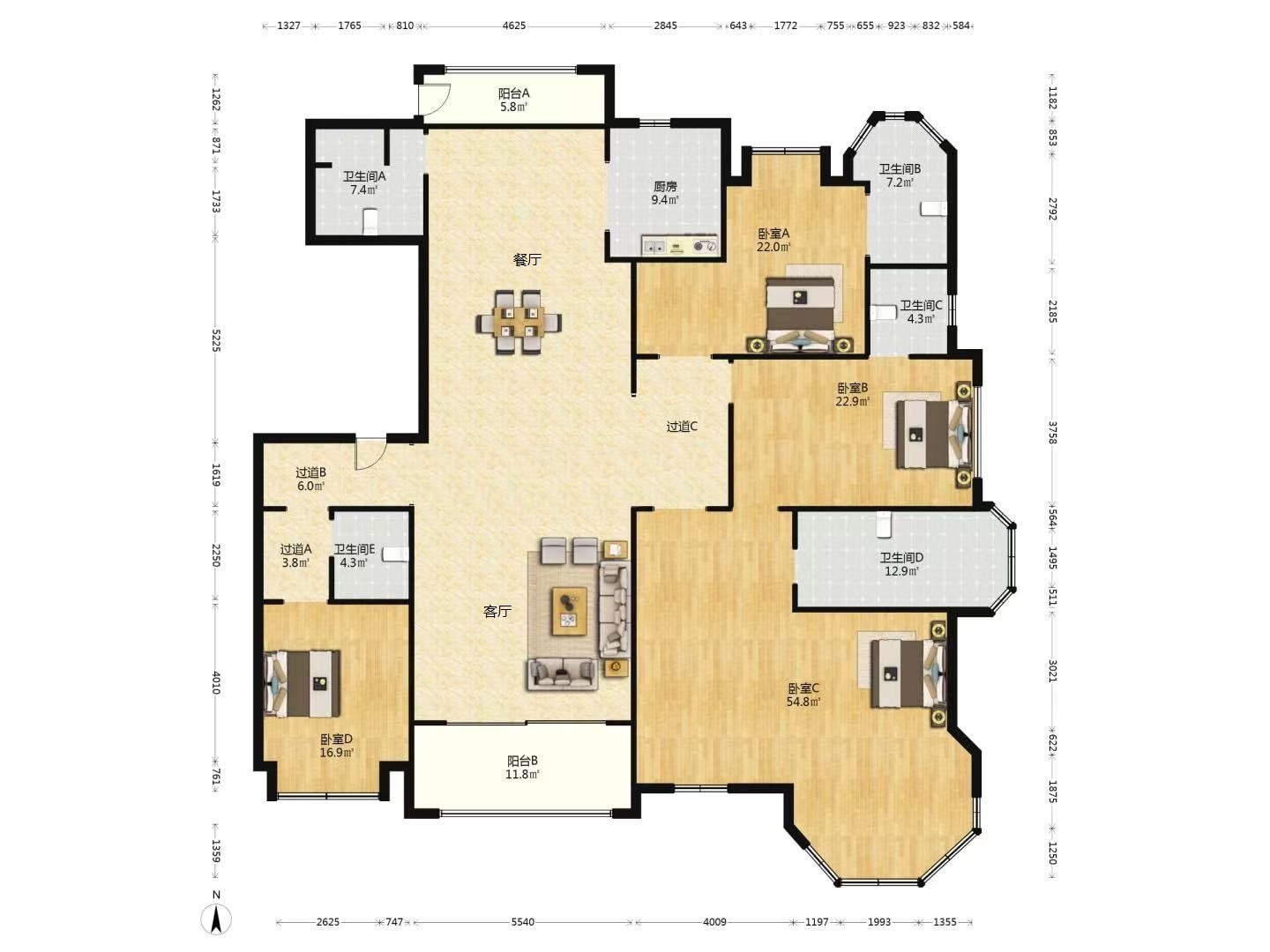 中南世纪花城三期 4室1厅5卫 330.79m&sup2;