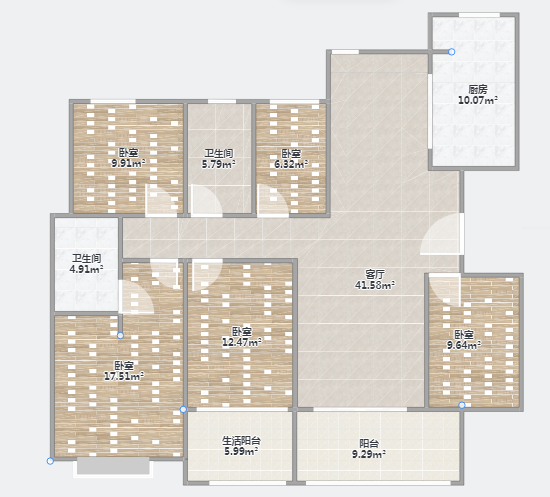 华强城一期 4室2厅2卫 196.00m&sup2;