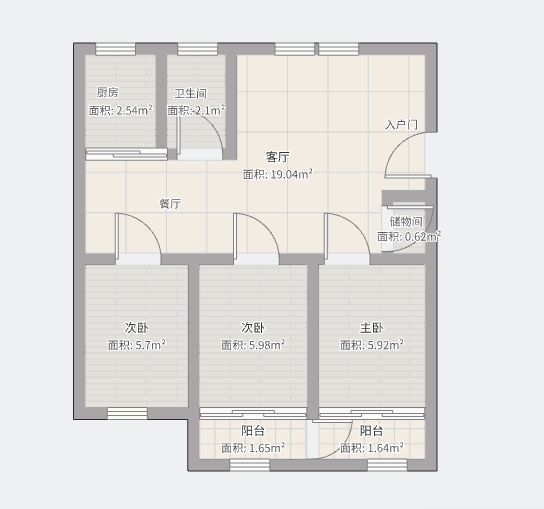 和兴花苑 3室2厅1卫 125m&sup2;