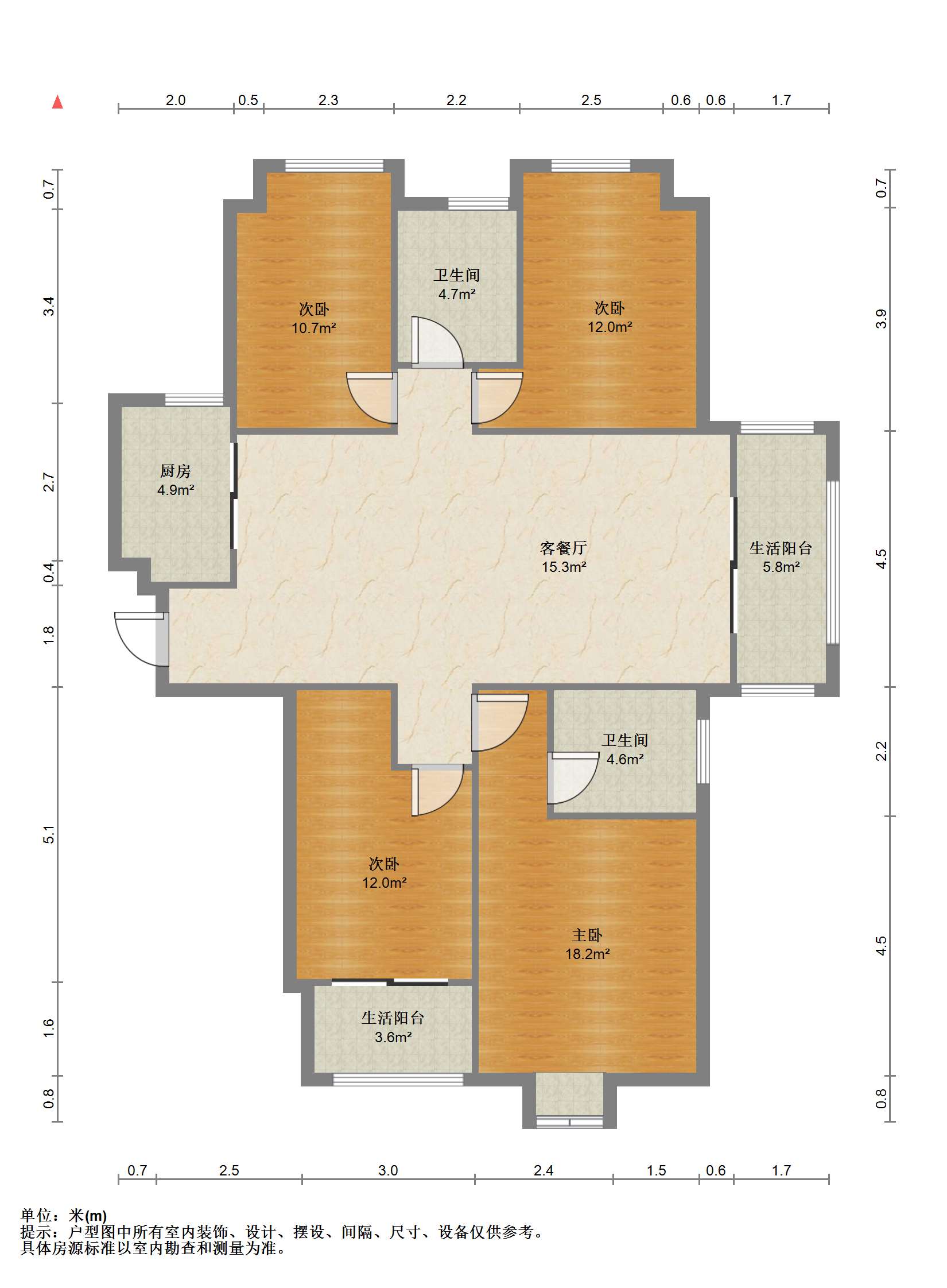 冠城大通棕榈湾 3室2厅2卫 138m&sup2;
