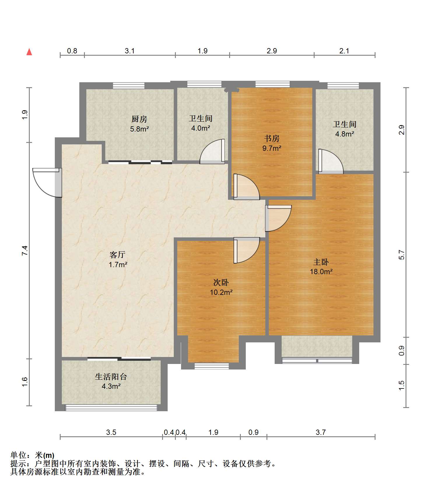 万科濠河传奇 3室2厅2卫 114.84m&sup2;