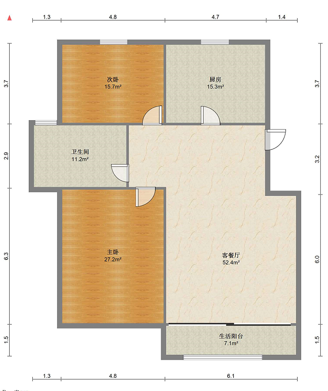 天熹苑 2室1厅1卫 90m&sup2;