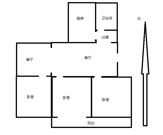 学田东苑 3室2厅1卫 105.00m&sup2;