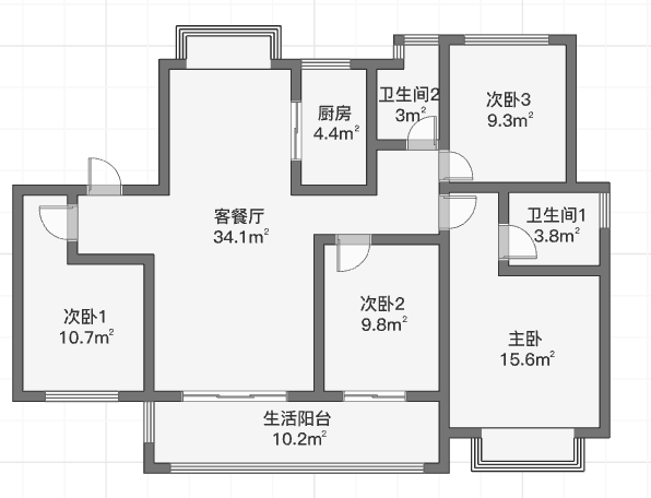 中南熙悦(南通经济技术开发区) 4室2厅2卫 120.91m&sup2;