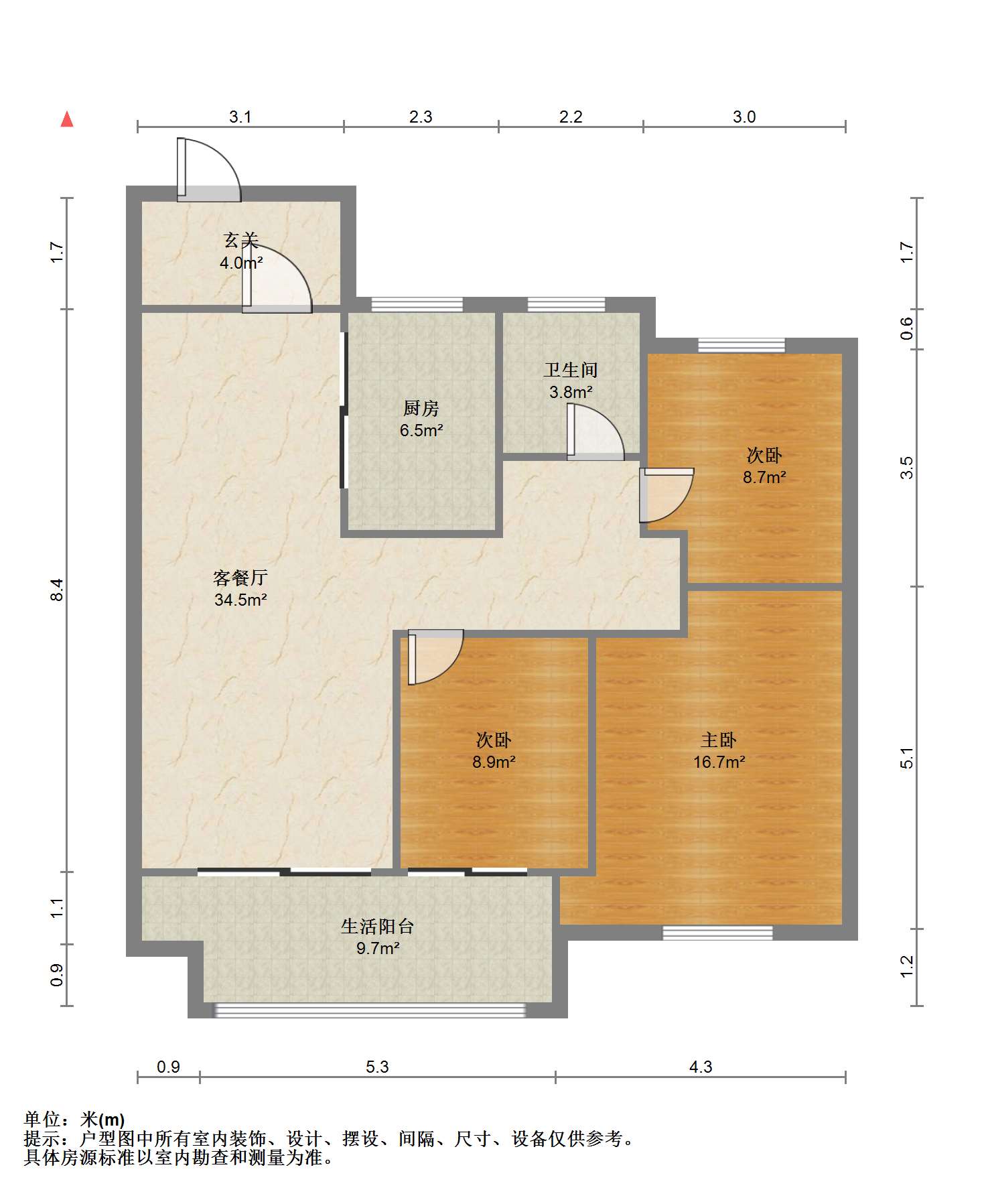 东时区 3室2厅1卫 92.56m&sup2;