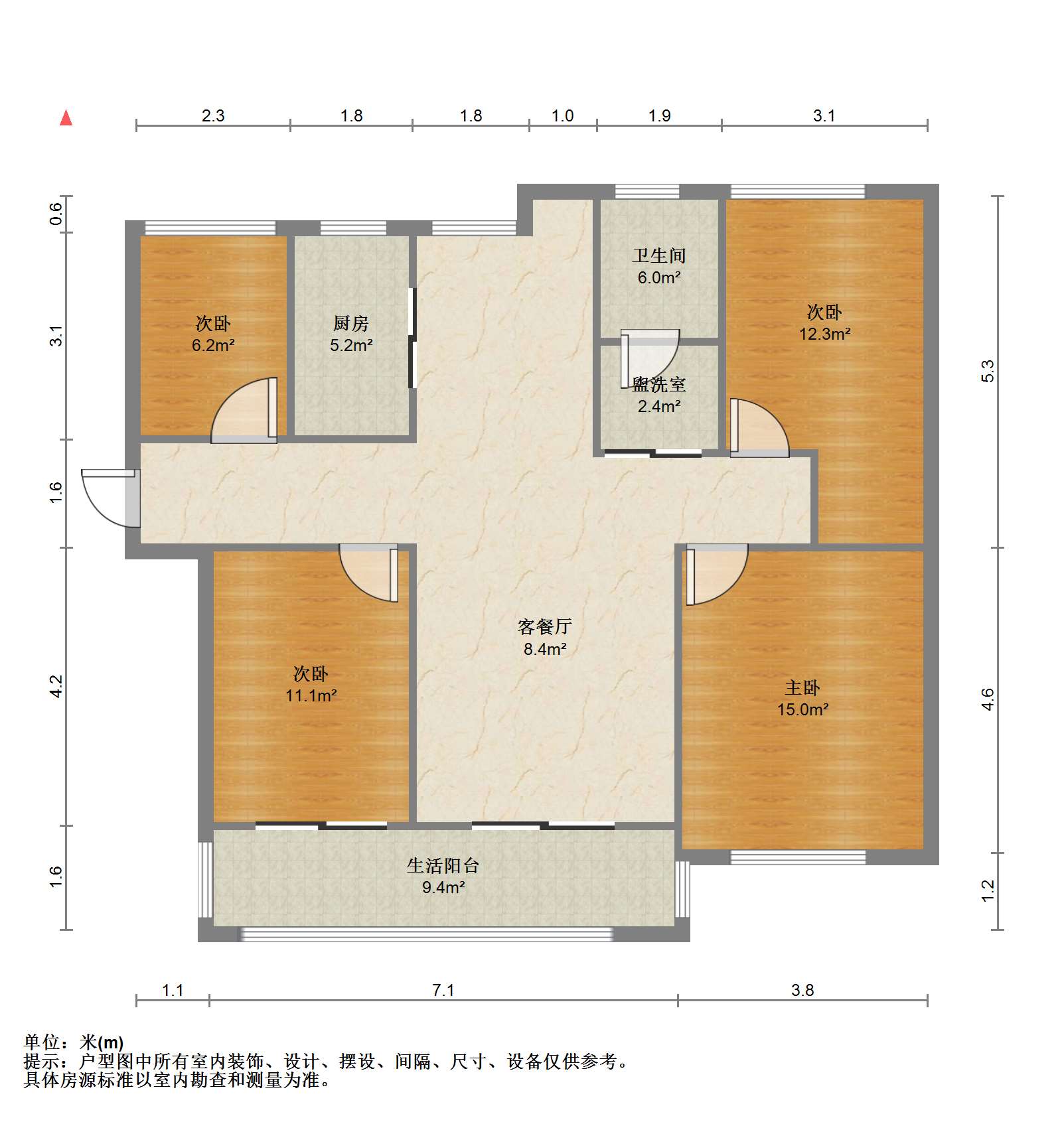 御景湾 3室2厅1卫 119.81m&sup2;
