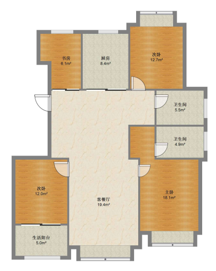 德诚·翰景园 3室2厅2卫 121.00m²