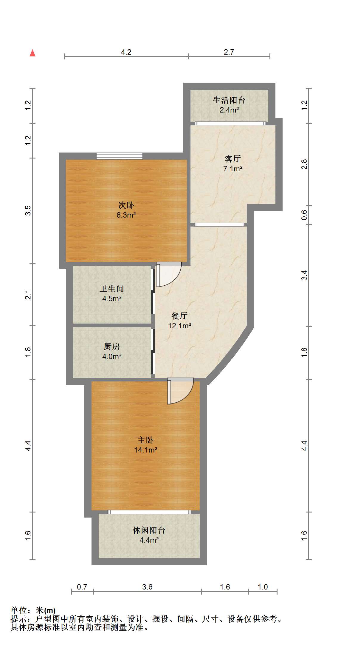 天香苑 2室2厅1卫 102m&sup2;