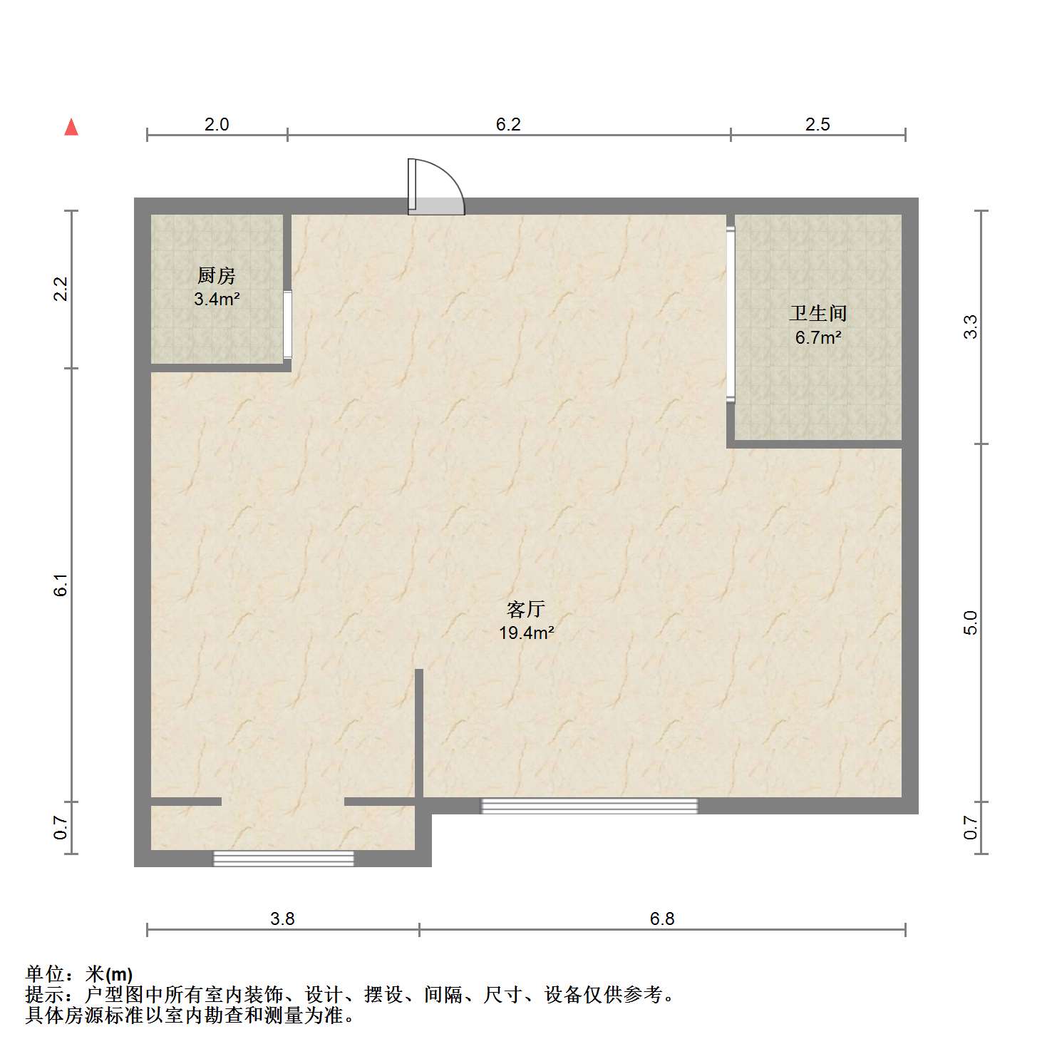 苏建学府雅居 1室1厅1卫 104.99m&sup2;