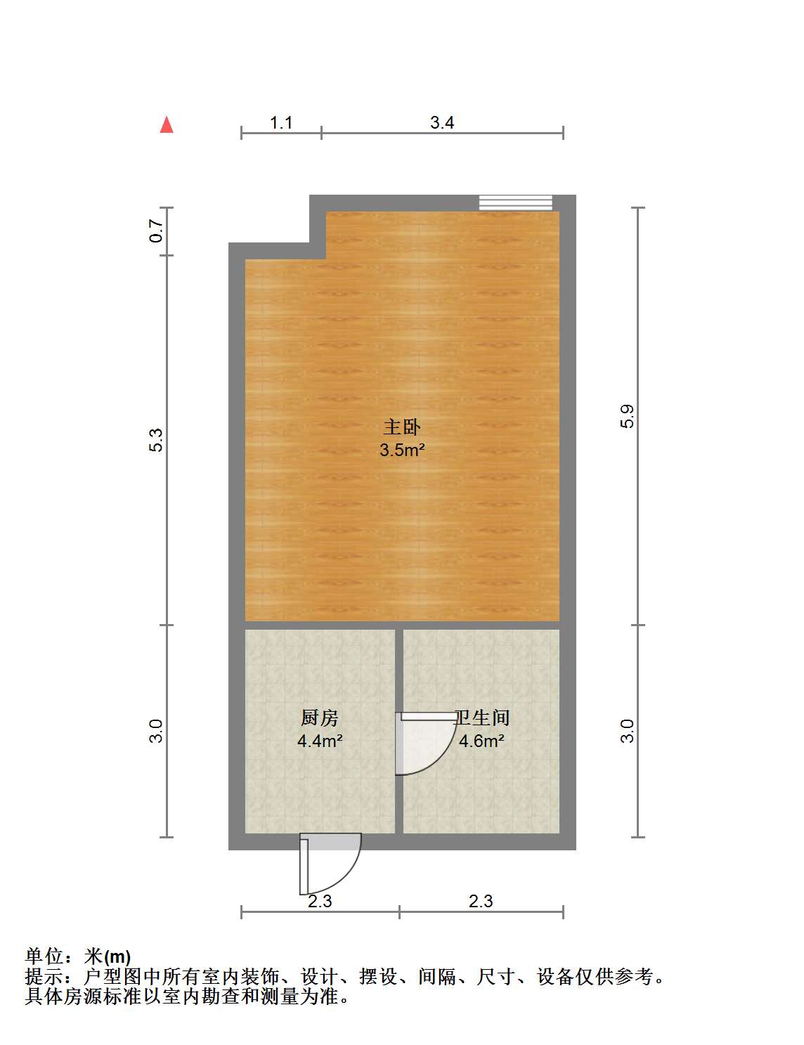 南通万达广场 1室1厅1卫 54m&sup2;