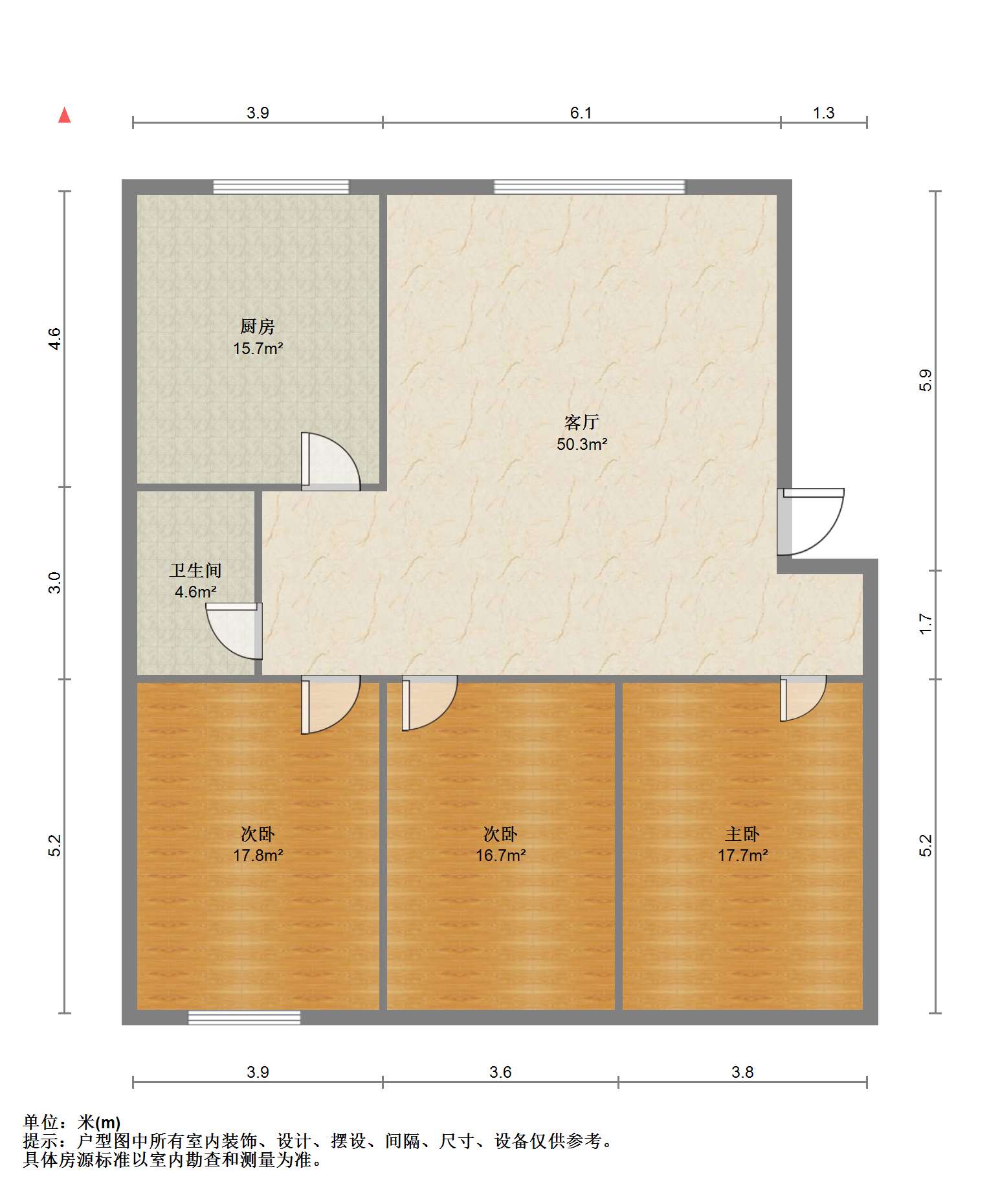 学田南苑 3室2厅1卫 125m&sup2;