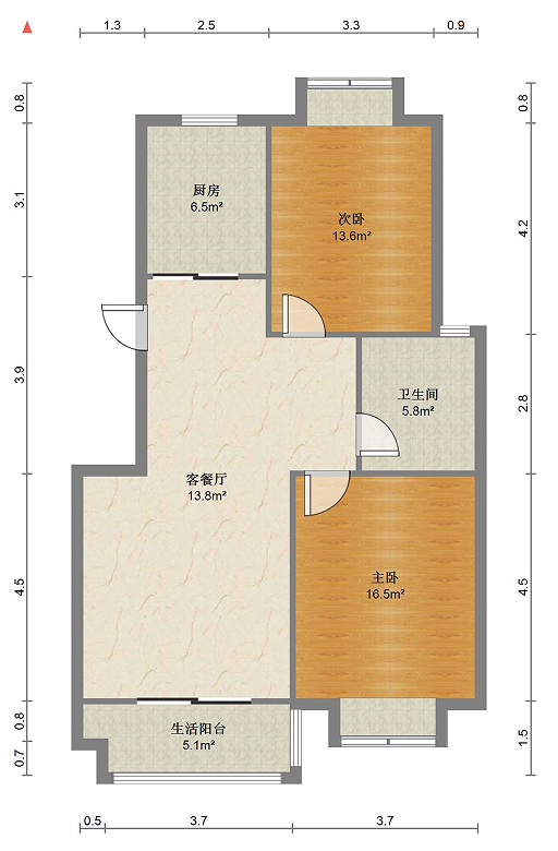 天晖苑 2室2厅1卫 96m&sup2;
