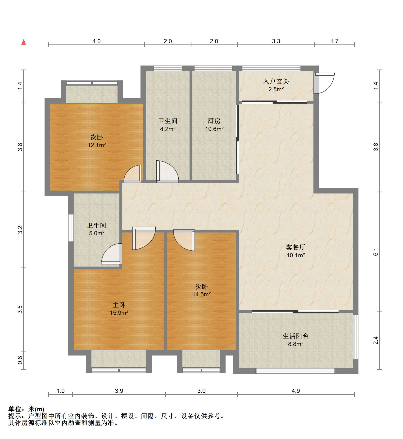 桂花小镇 3室2厅1卫 124m&sup2;