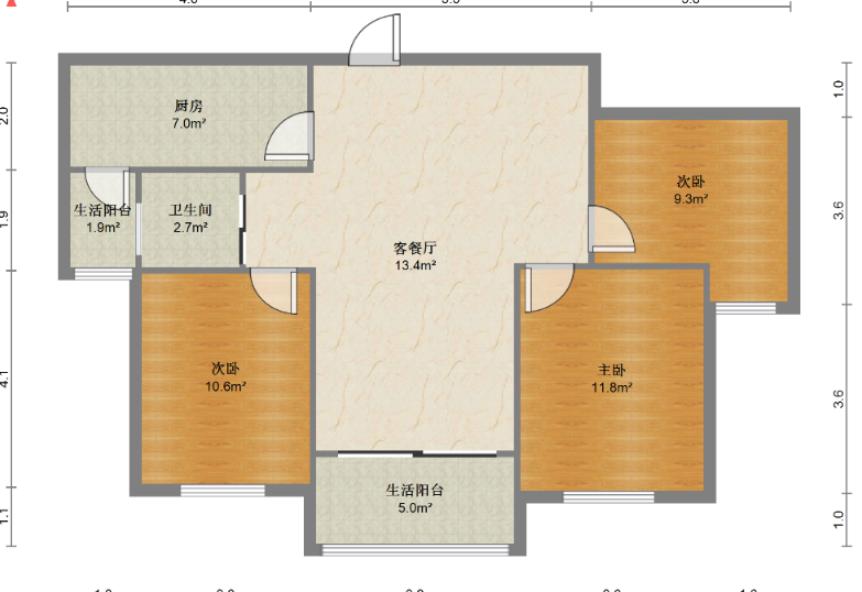 碧桂园天玺湾北区 3室2厅1卫 102m&sup2;