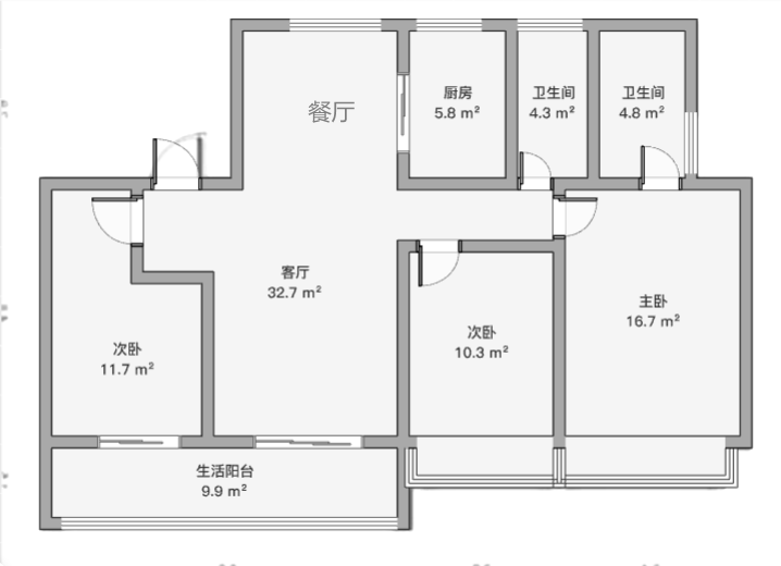 濠悦府 3室2厅2卫 122.9m&sup2;