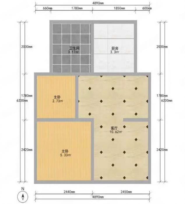 北濠桥东村 2室2厅1卫 108.00m&sup2;
