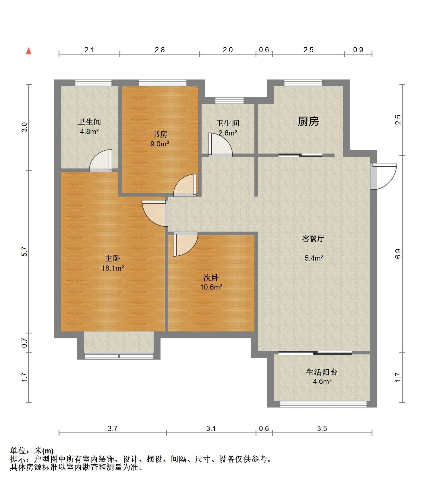 万科濠河传奇 3室2厅2卫 114.7m&sup2;