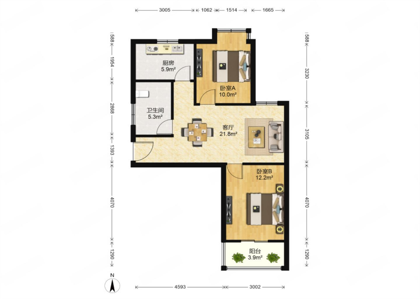 融悦华庭 2室2厅1卫 85m²