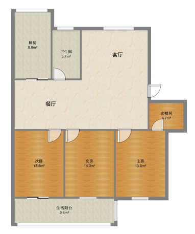 文峰北苑北区 3室2厅1卫 126.33m&sup2;
