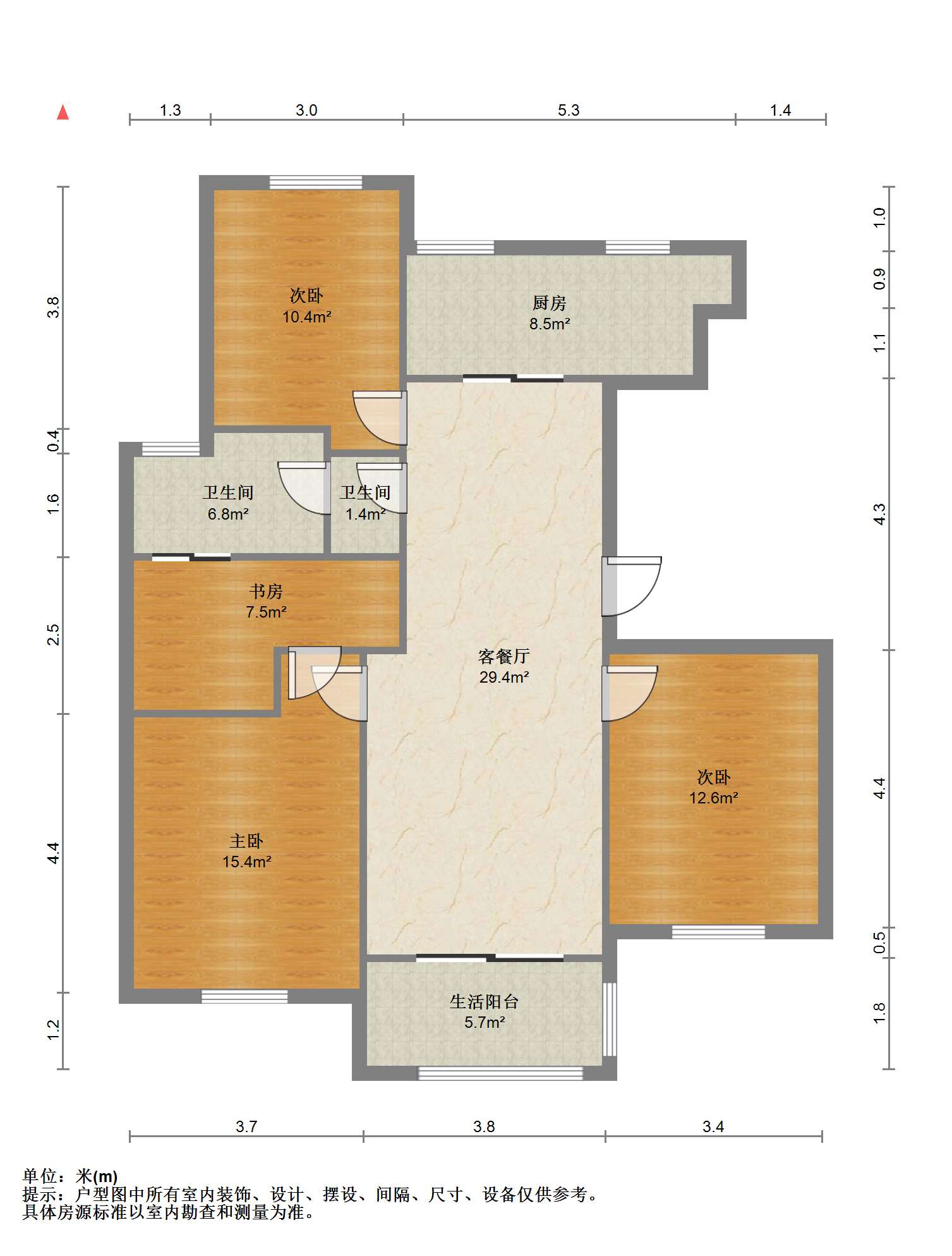 德诚翠湖湾 3室2厅2卫 128m&sup2;