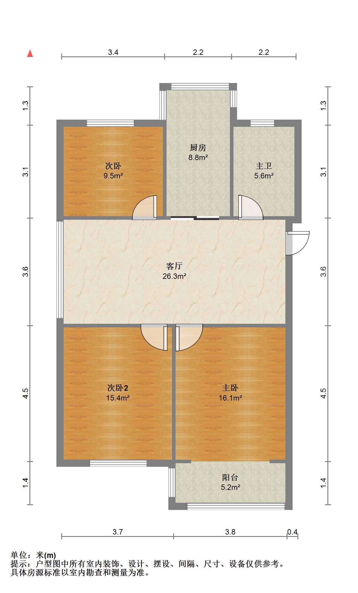 德民花苑东区 3室1厅1卫 95.70m²