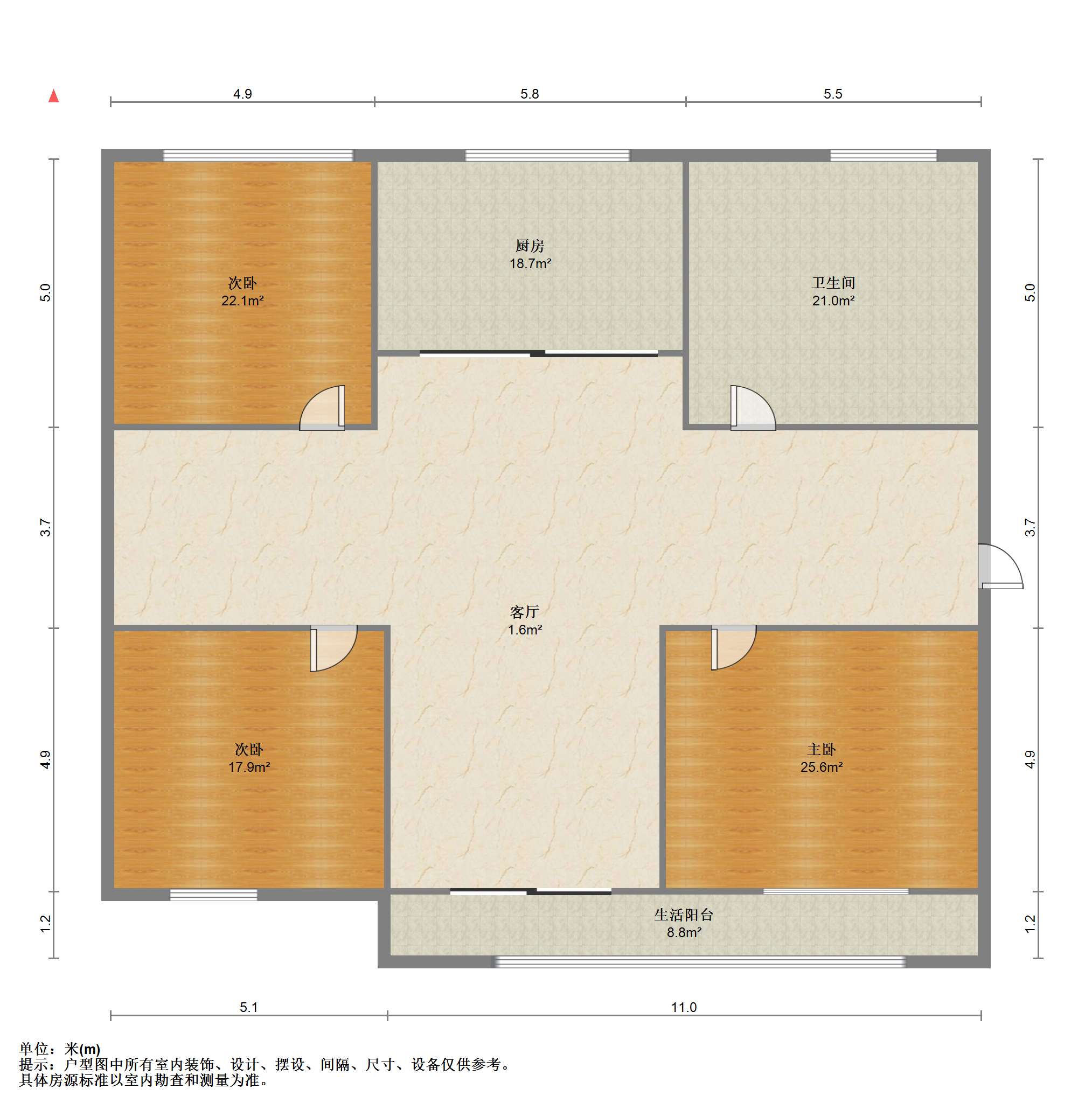 天都花苑 3室2厅1卫 136.00m&sup2;