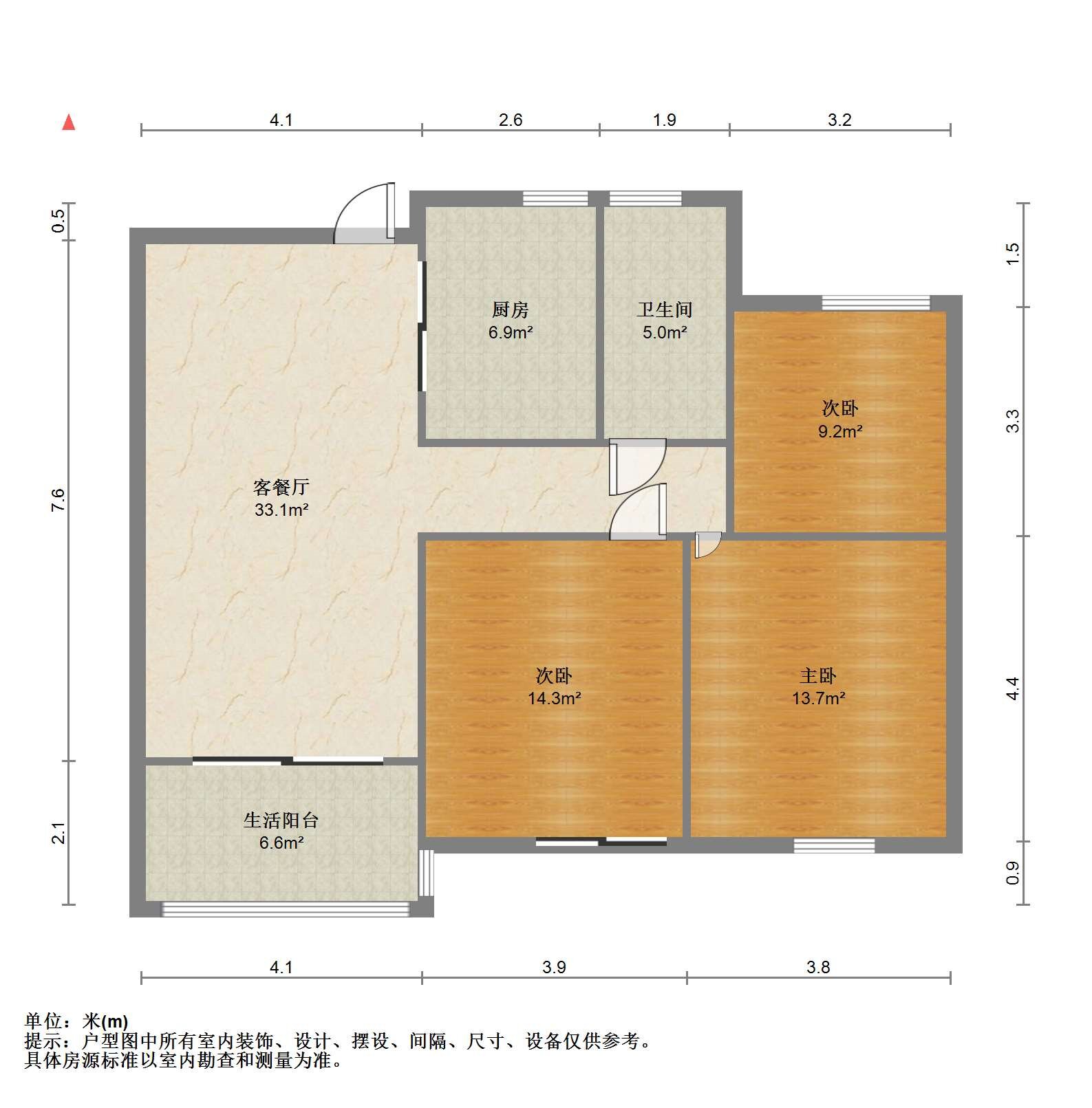 南山湖一号 3室2厅1卫 116m&sup2;