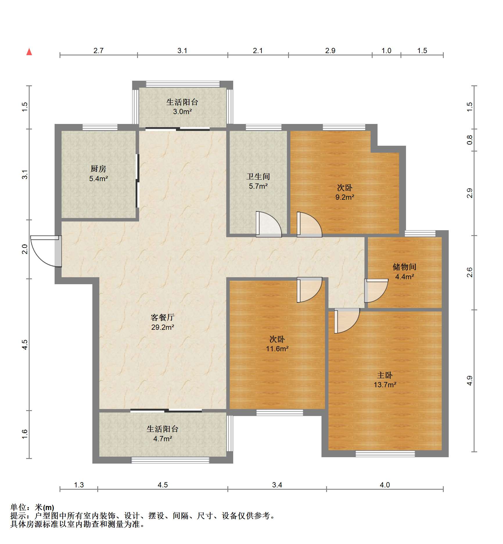 景瑞望府 3室2厅1卫 125.00m&sup2;
