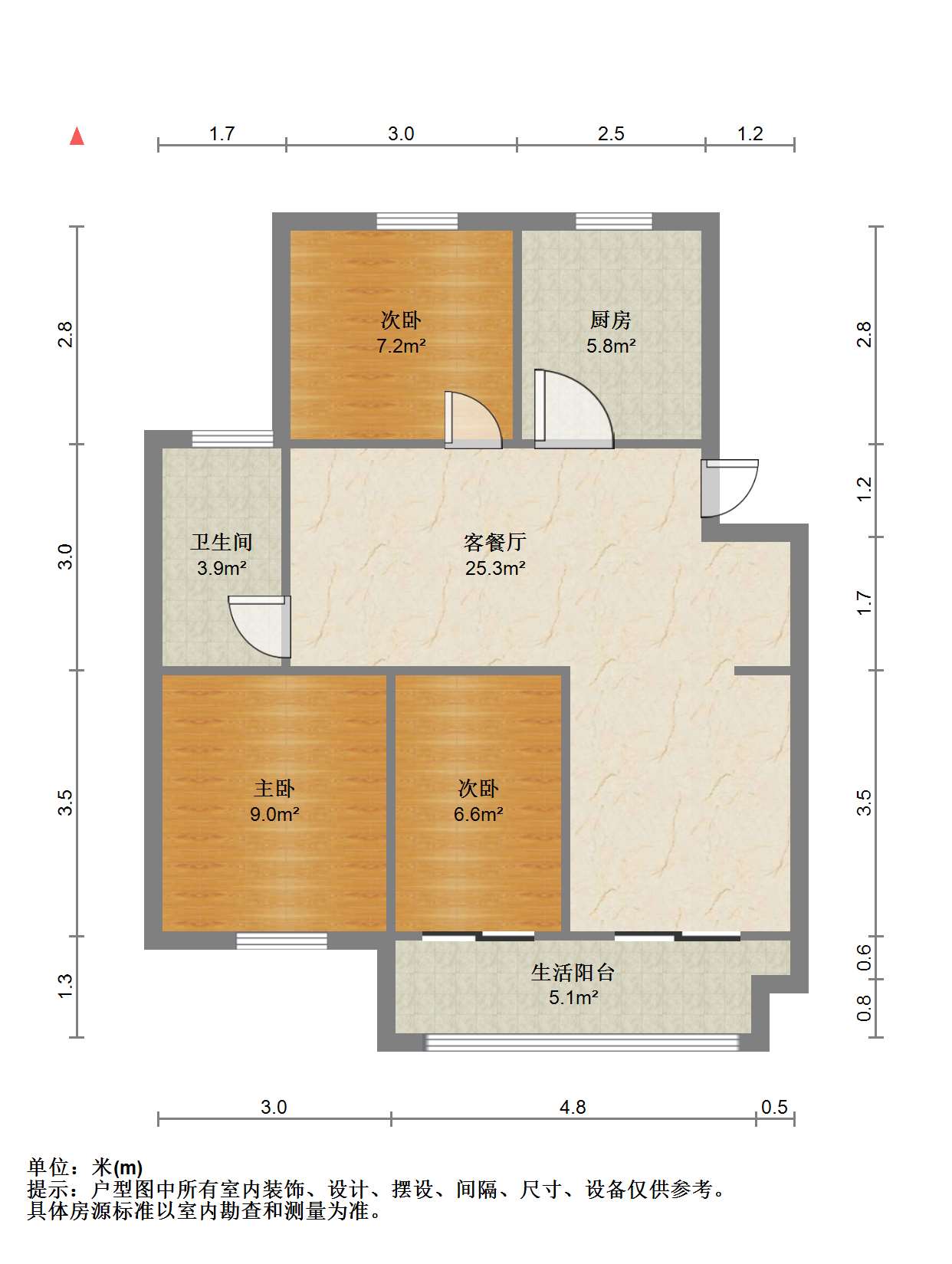 银河家园 3室1厅1卫 100m&sup2;