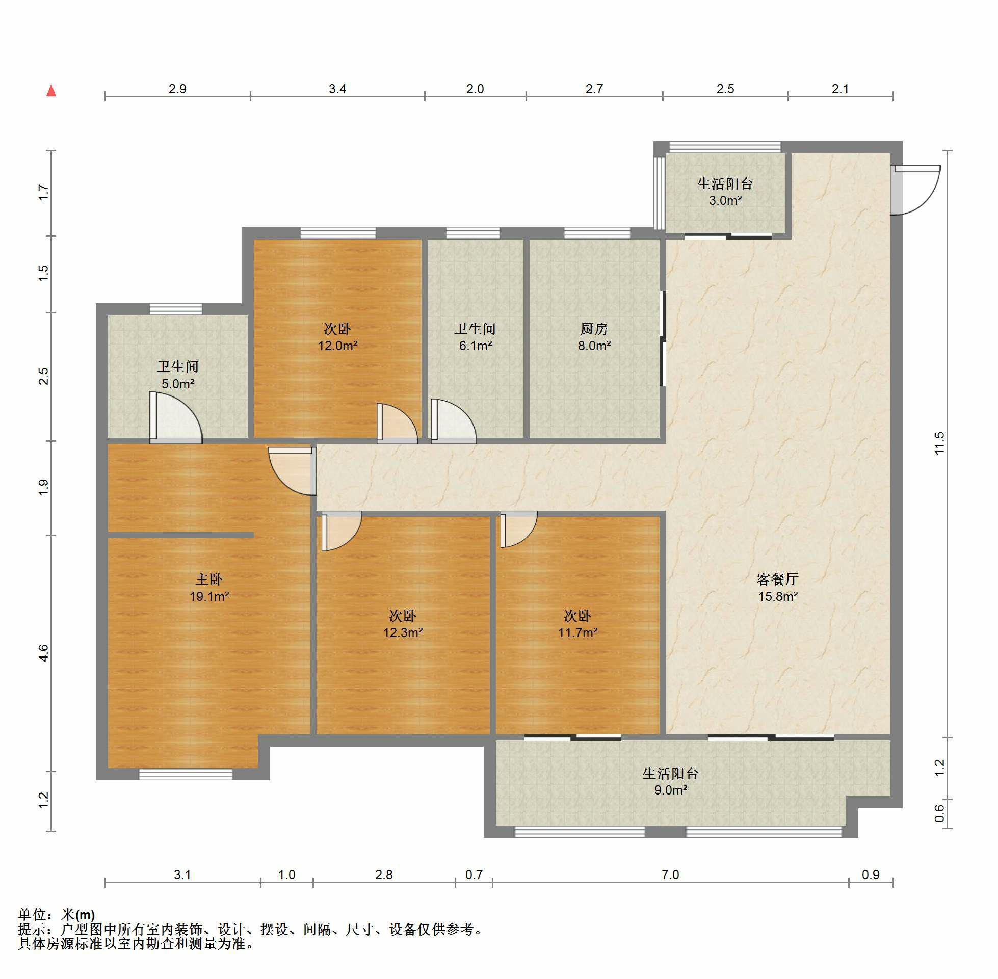 保利香槟国际 4室2厅2卫 156.14m&sup2;