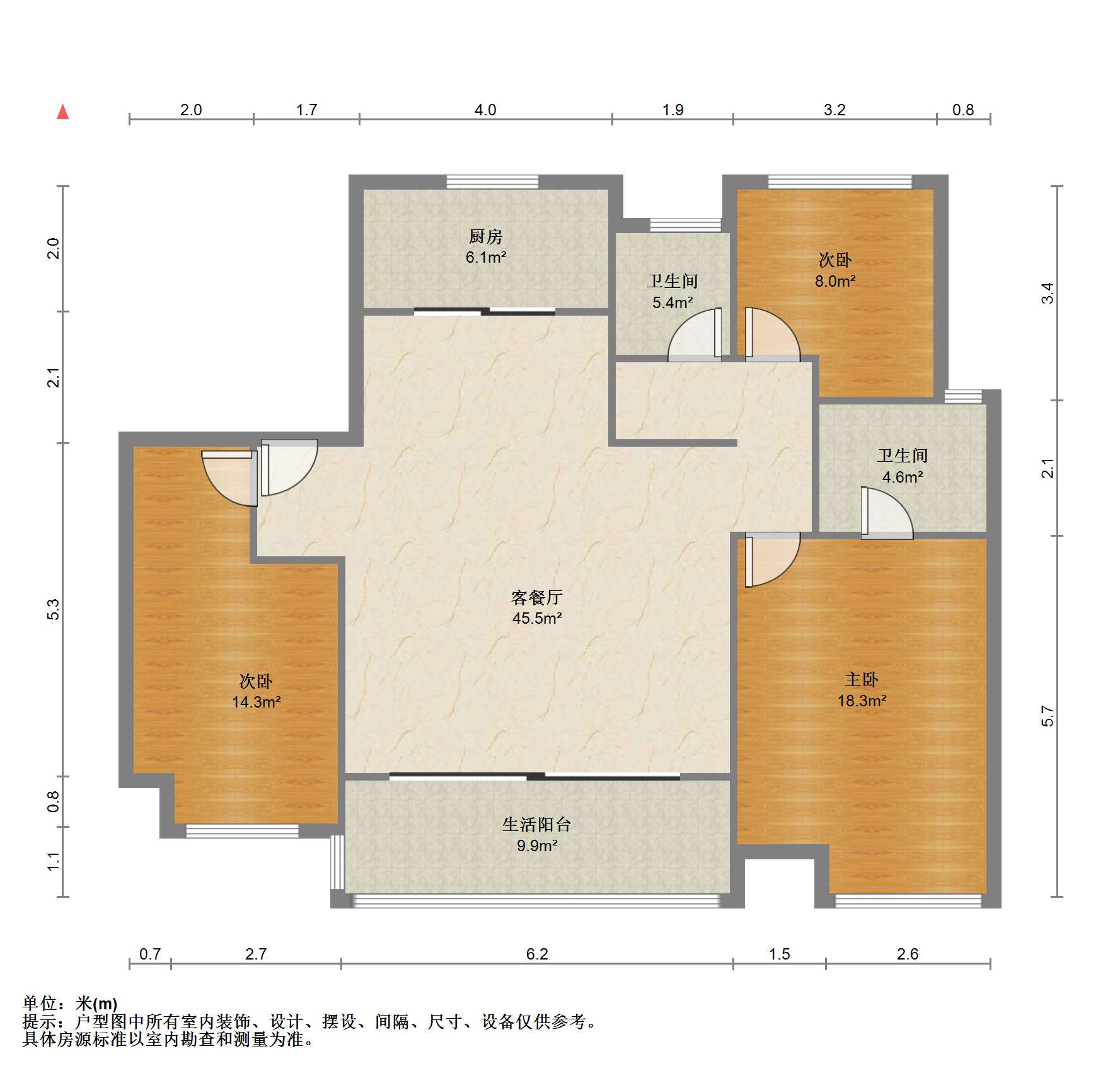 万科翡翠东第 3室2厅2卫 131.51m&sup2;