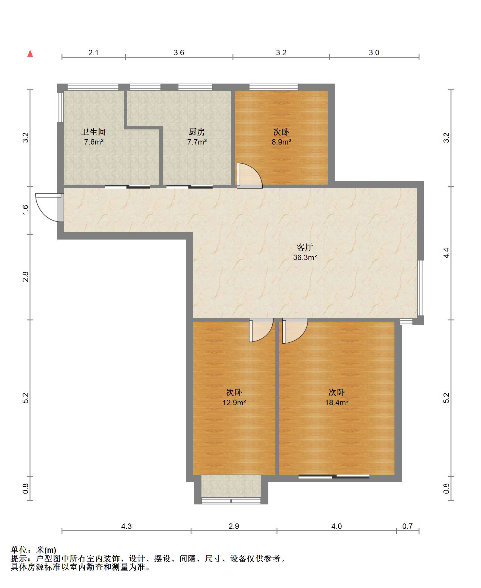 天熹苑 3室2厅1卫 100m&sup2;