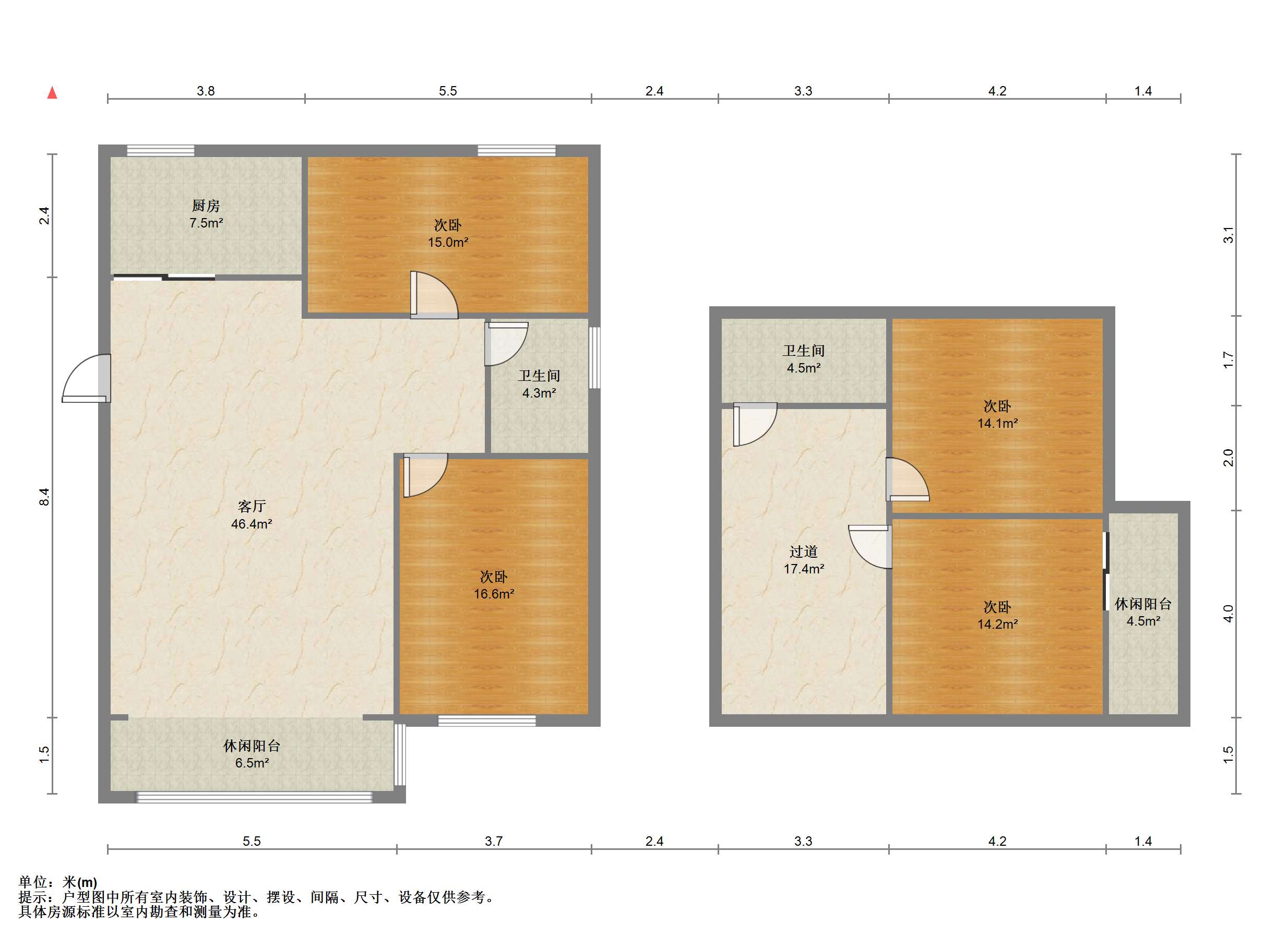 亚太苑 4室2厅2卫 142m&sup2;