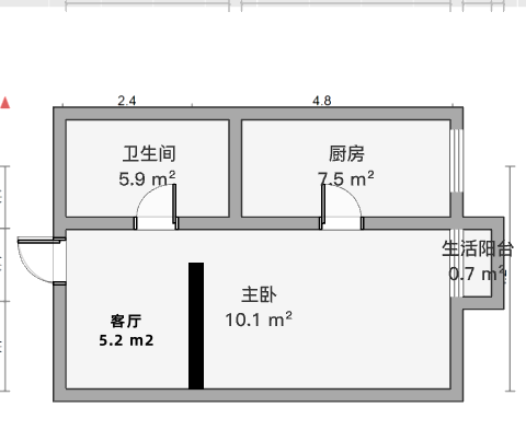 涌鑫八达通广场 1室1厅1卫 40m&sup2;
