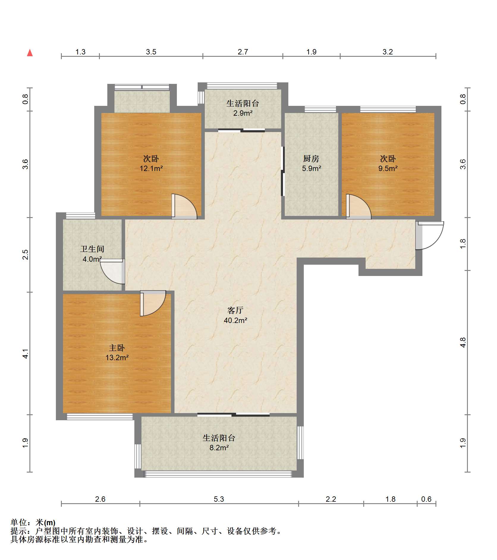 光明幸福天地 3室2厅1卫 120m&sup2;