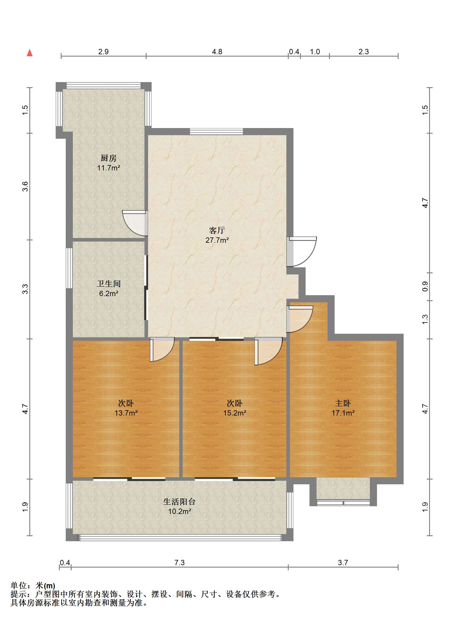 德民花苑东区 3室2厅1卫 114m&sup2;