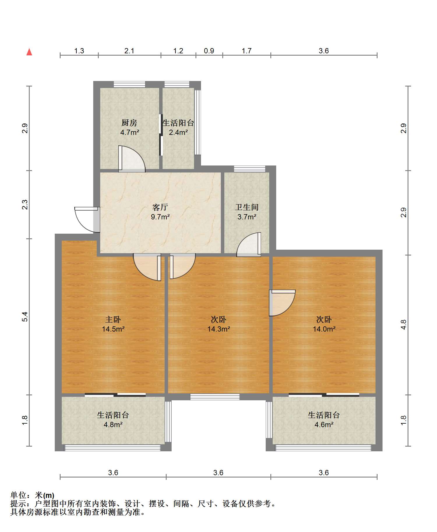 富贵园 3室1厅1卫 83m&sup2;