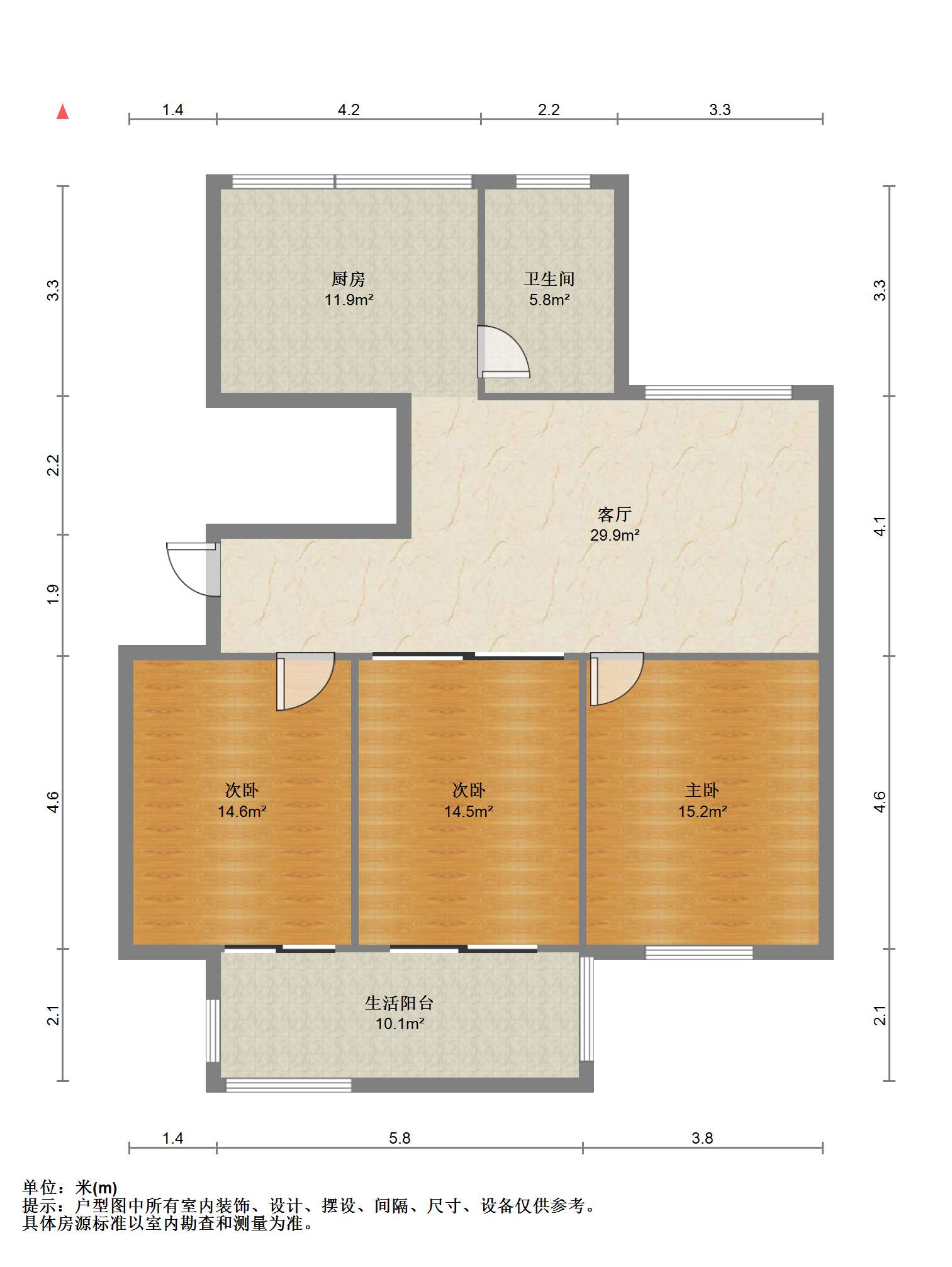 外滩花苑 3室2厅1卫 126m&sup2;