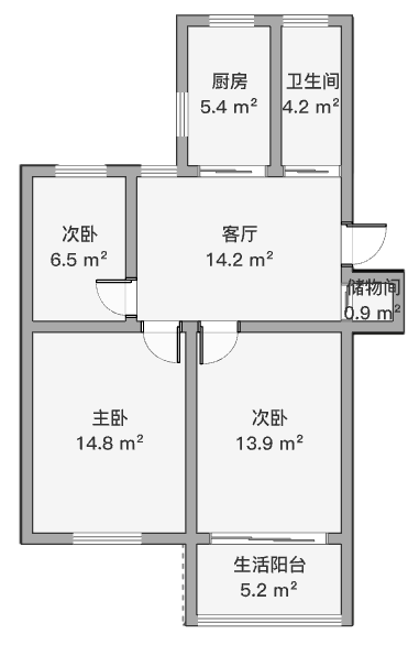 南园路18号大院 3室1厅1卫 77.54m&sup2;