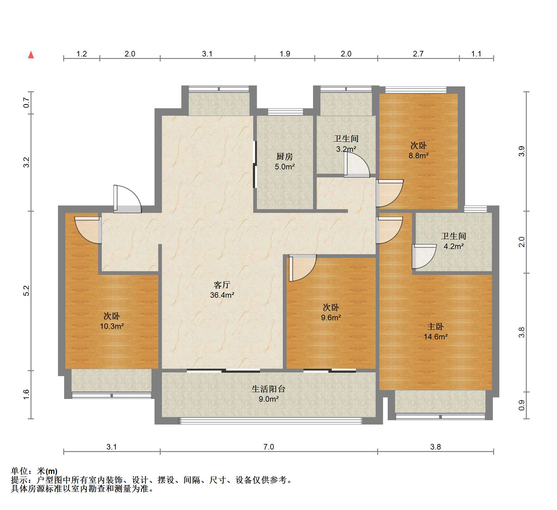 春风南岸西园 4室2厅2卫 122.00m&sup2;