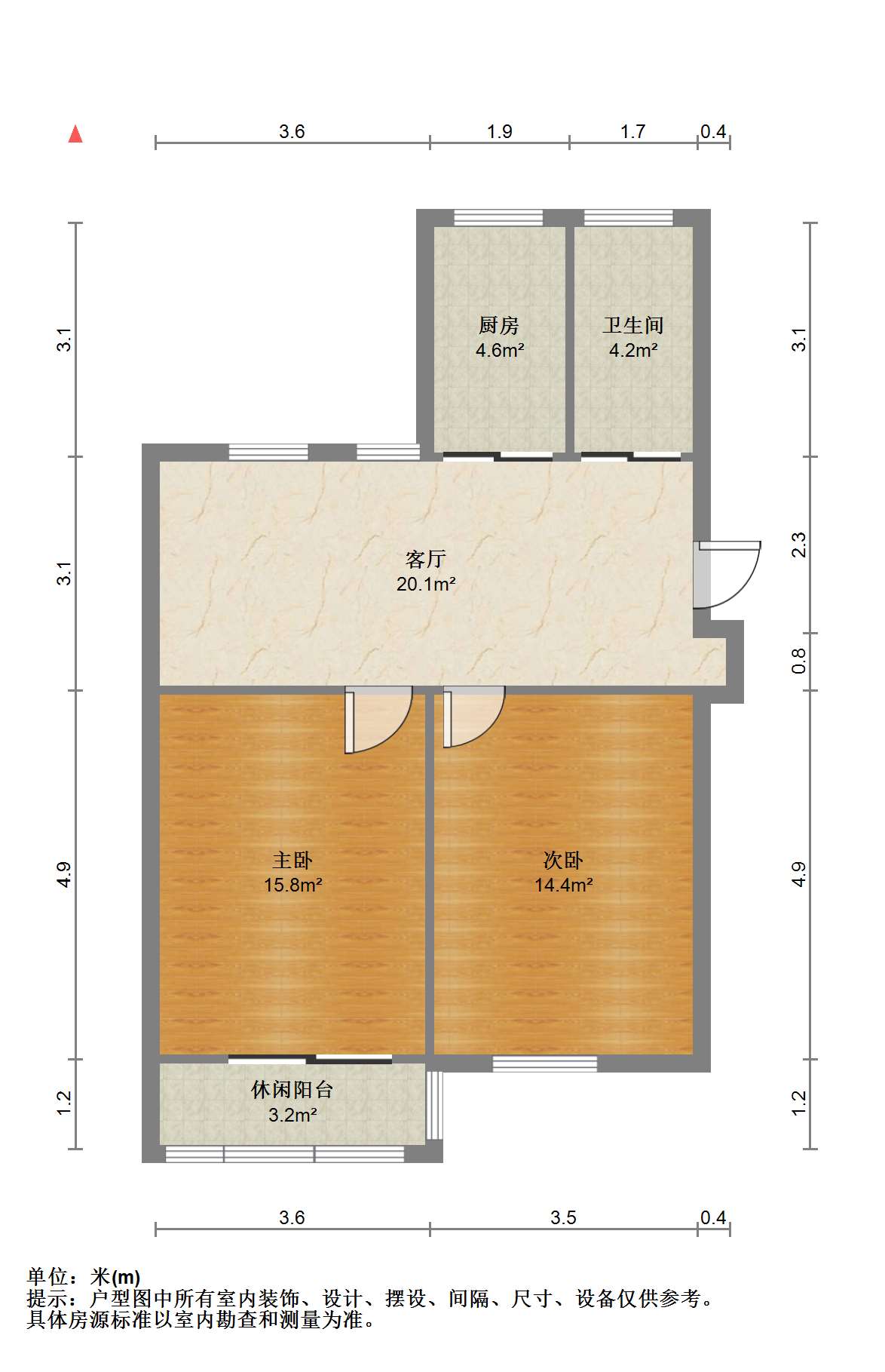 郭里园 2室1厅1卫 73.29m&sup2;