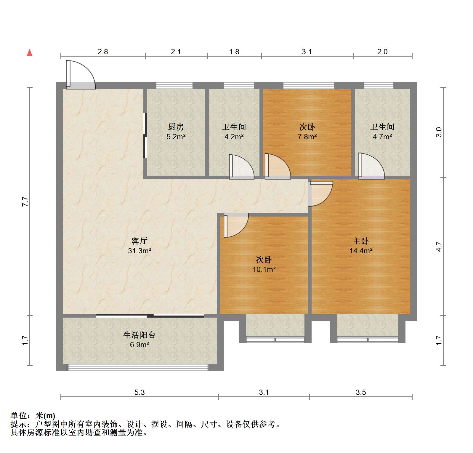 卓越府 3室2厅2卫 118m&sup2;