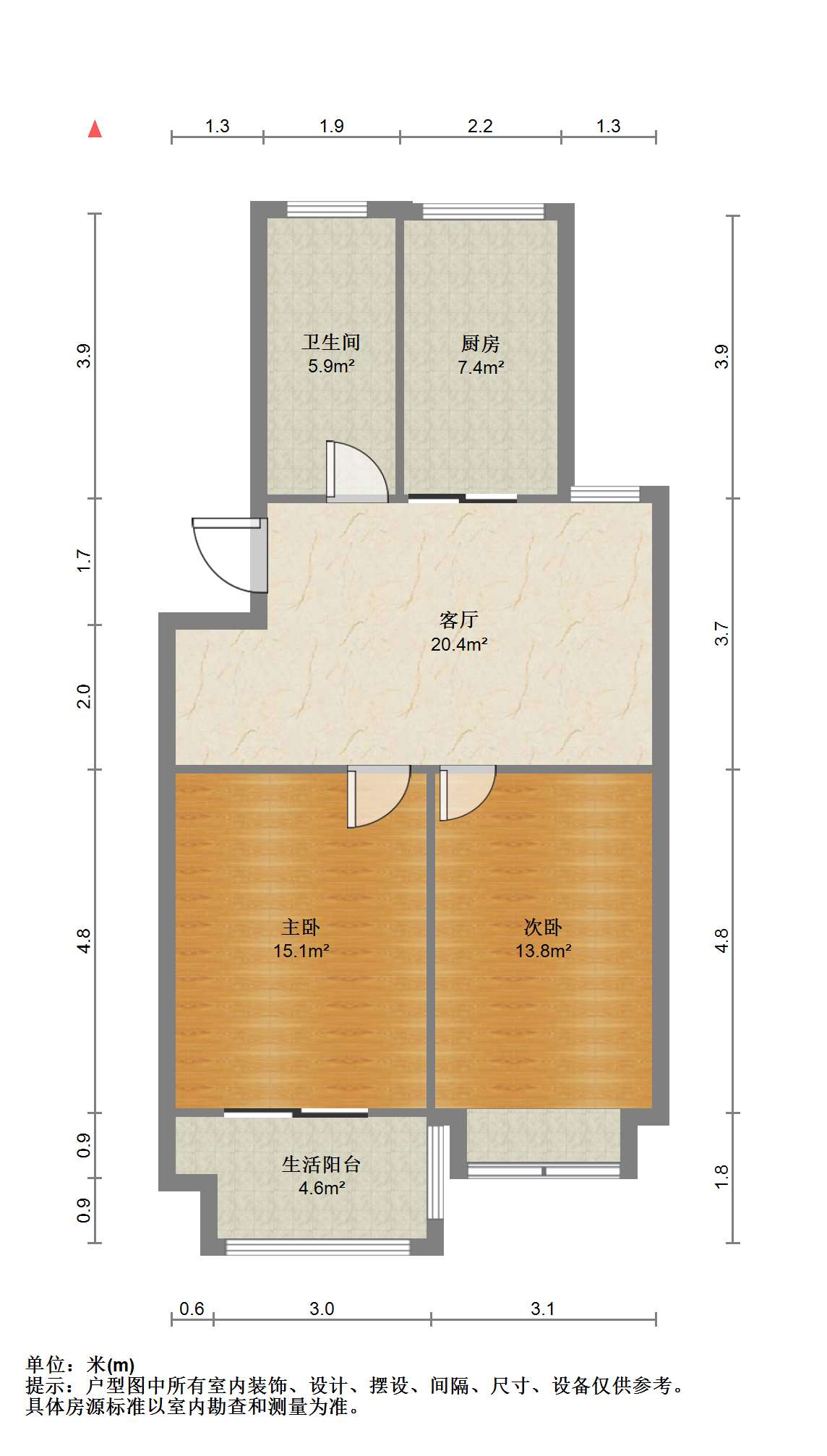 景河苑 2室1厅1卫 88m&sup2;