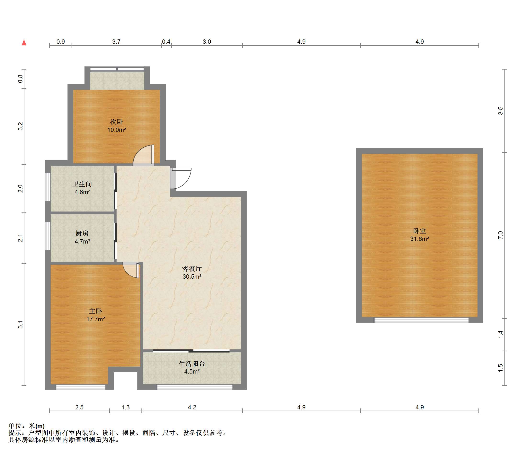 苏建阳光新城 3室2厅1卫 85m²