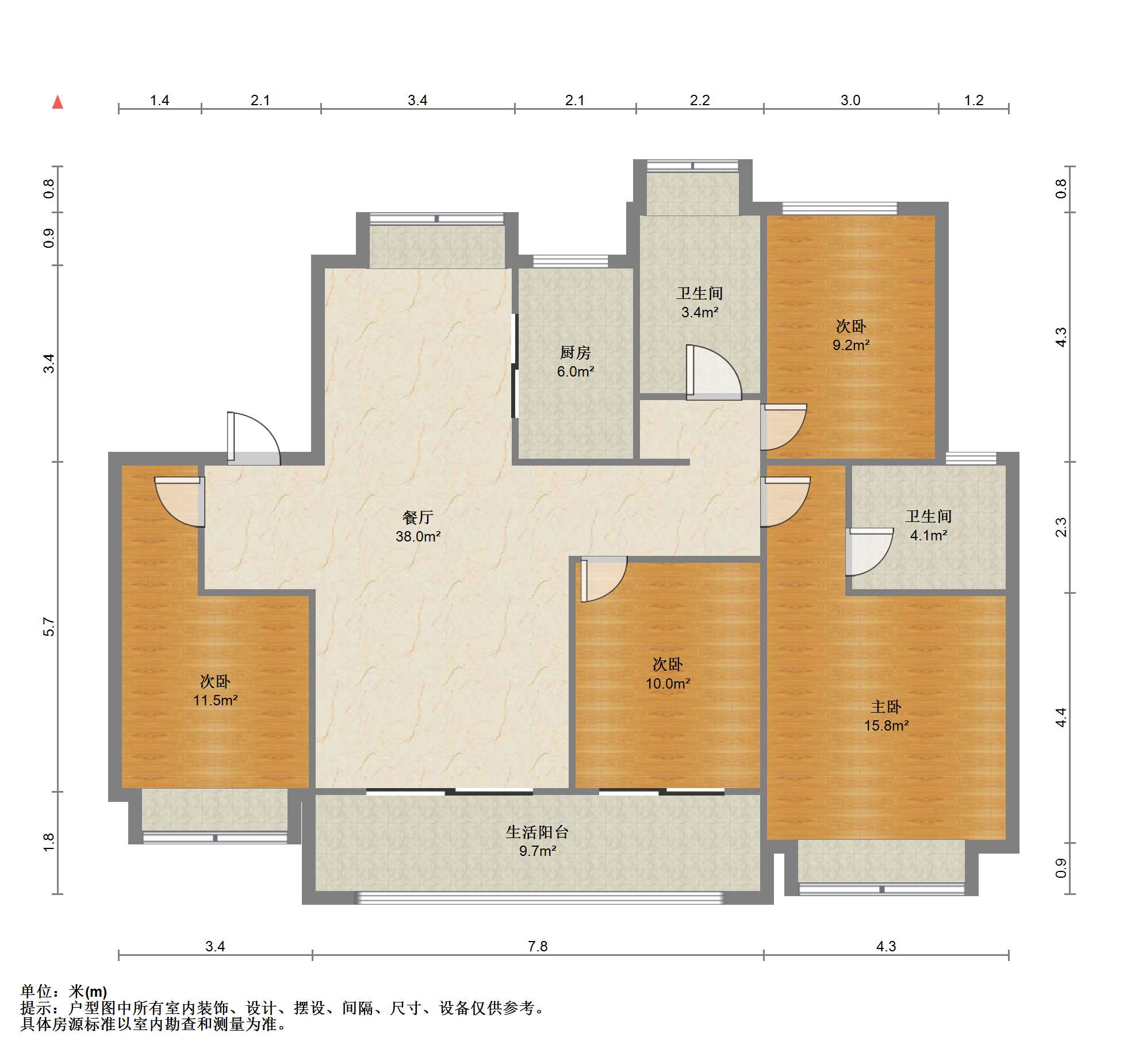 春风南岸东园 4室2厅2卫 122.16m&sup2;