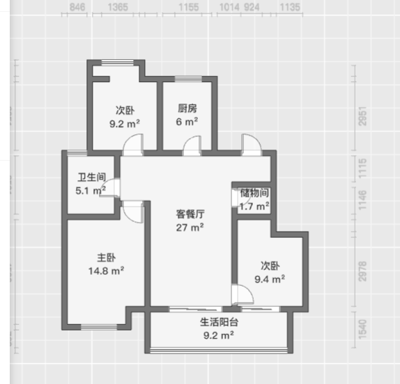 万科未来之光 3室2厅1卫 100m&sup2;