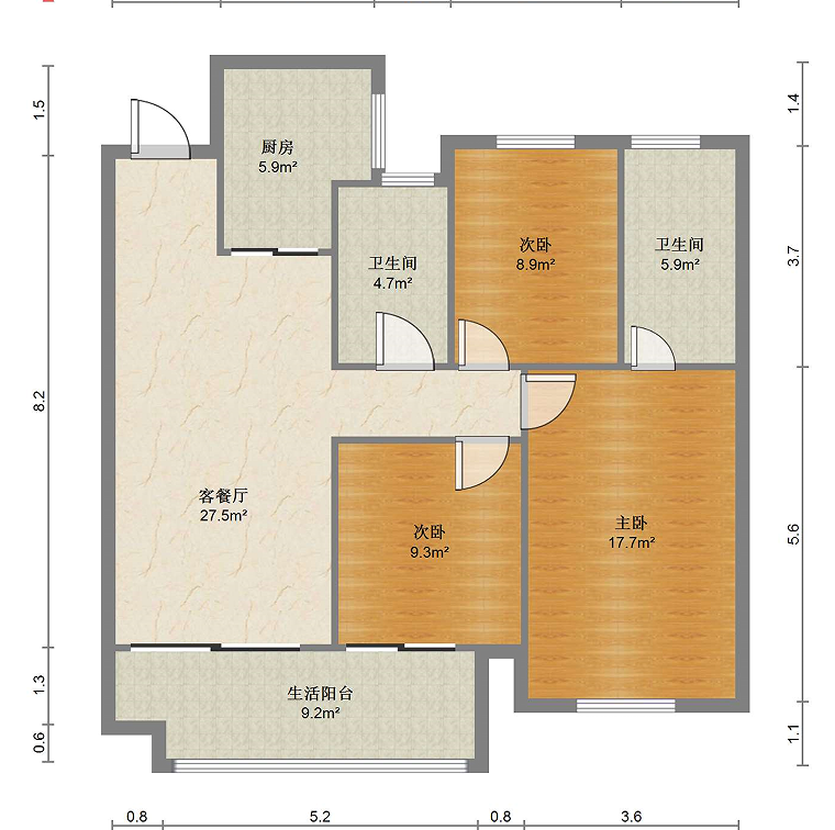 紫御四季 3室2厅1卫 98.07m²