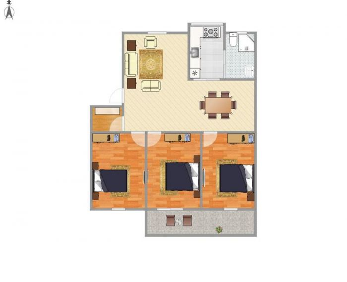 濠西园 3室2厅1卫 121.52m&sup2;