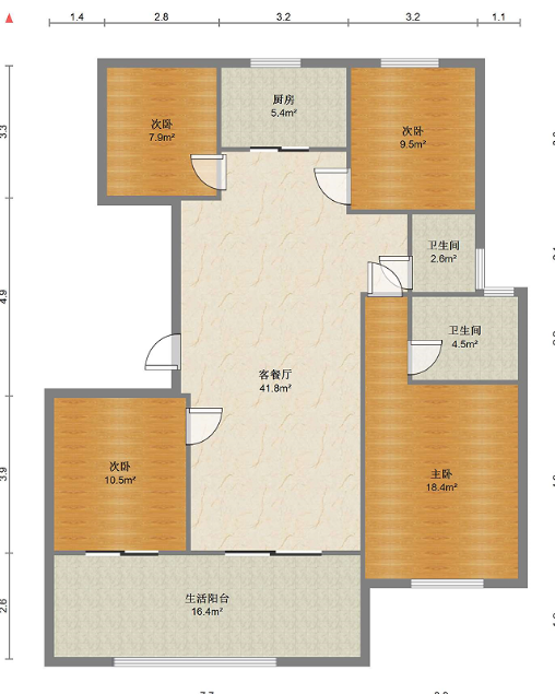 招商新城雍景湾 4室2厅2卫 127m²